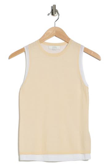 Vince Double Layer Cotton Blend Tank In Nude