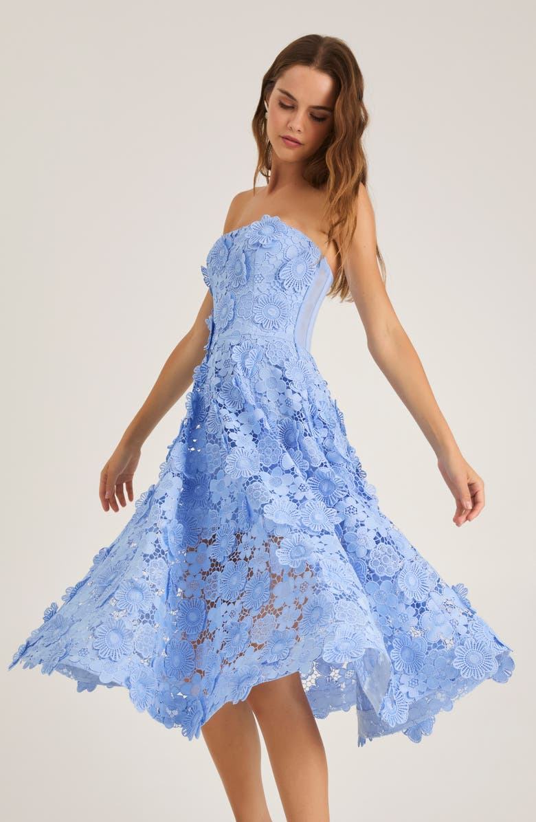 HELSI Florence 3D Floral Embroidered Fit & Flare Cocktail Dress, Alternate, color, Baby Blue