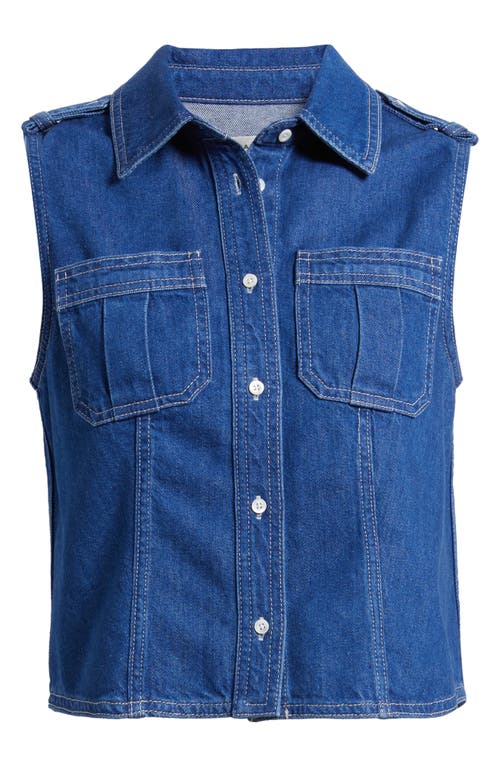 Frame Womens Two-patch-pockets Sleeveless Denim-blend Shirt Regulation In Regulation
