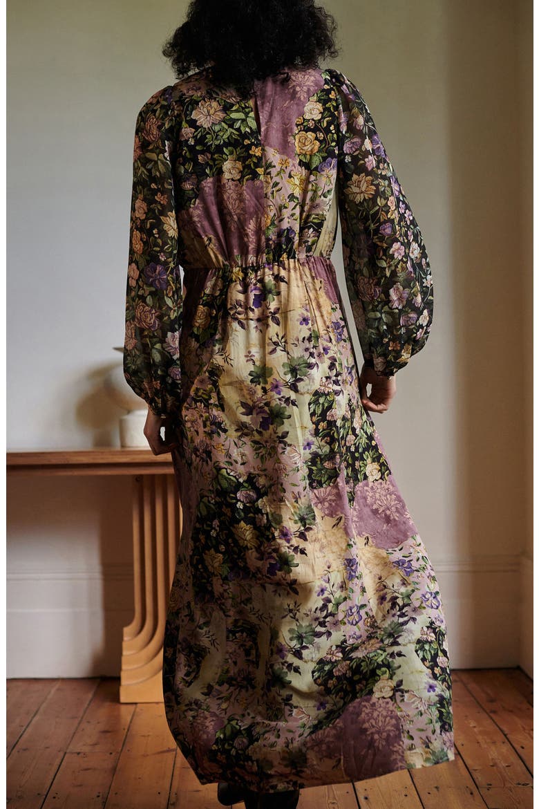 Floral Long Sleeve Maxi Dress, Alternate, color, BLACK MULTI