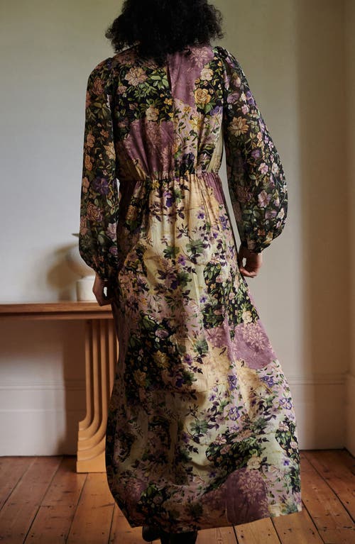 Next Floral Long Sleeve Maxi Dress In Blue