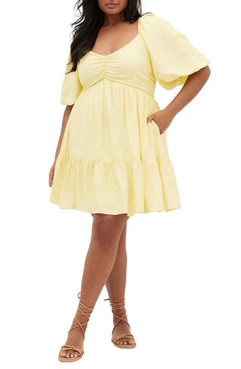 Mindy Puff Sleeve Dress (Plus)