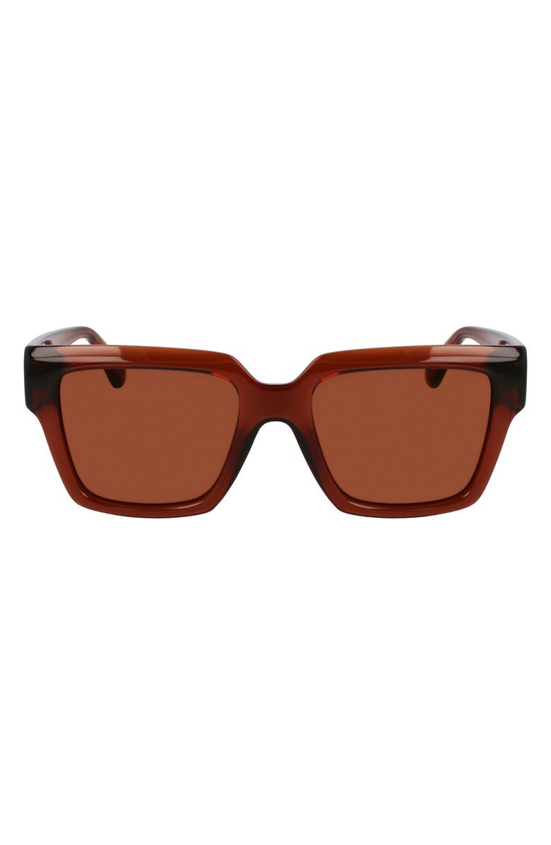 FERRAGAMO Gancini 54mm Rectangular Sunglasses, Main, color, Transparent Brown