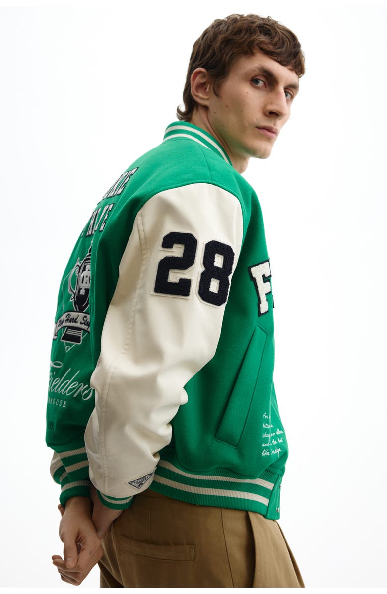 H&M Motif-detail Baseball Jacket, Alternate, color, Green/Rookie Of The Year