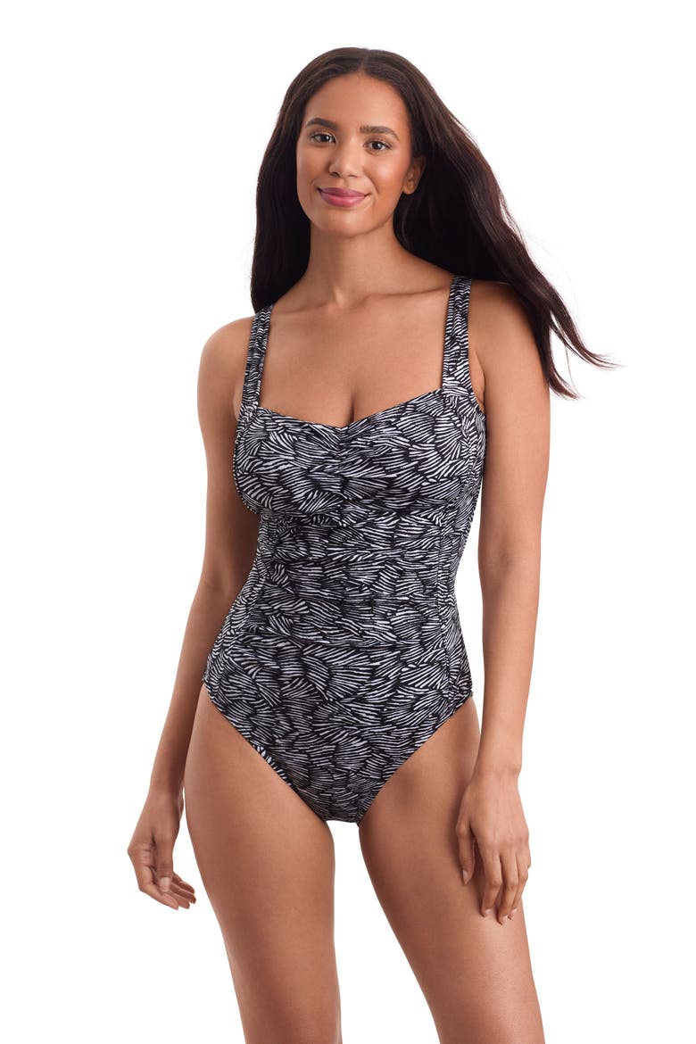 Shirred Bodice Tank Chlorine Resistant One-Piece Swimsuit, Main, color, Shifting Shape