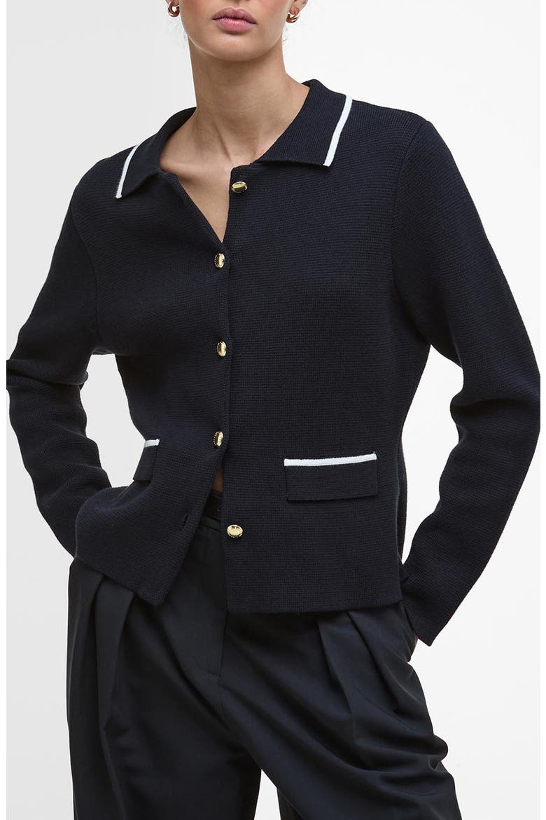 Colleen Cotton Collared Cardigan, Main, color, DARK NAVY