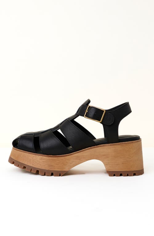 Charlotte Stone Roddy Platform Fisherman Clog Sandal In Black