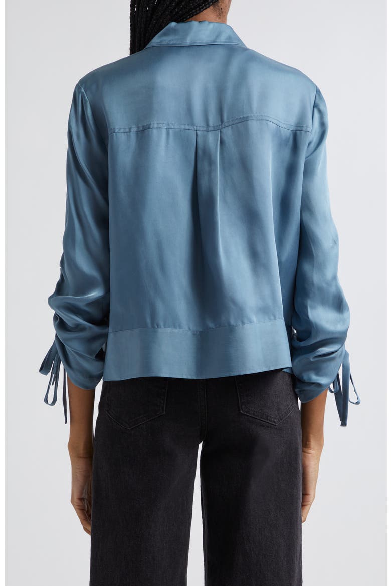 Dale Ruched Sleeve Cupro Satin Jacket, Alternate, color, MIDNIGHT RAIN