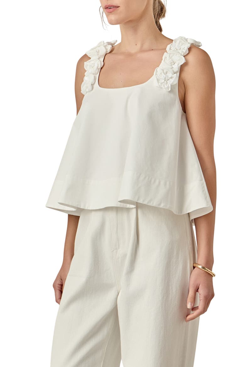 3D Flower Sleeveless Top, Alternate, color, WHITE