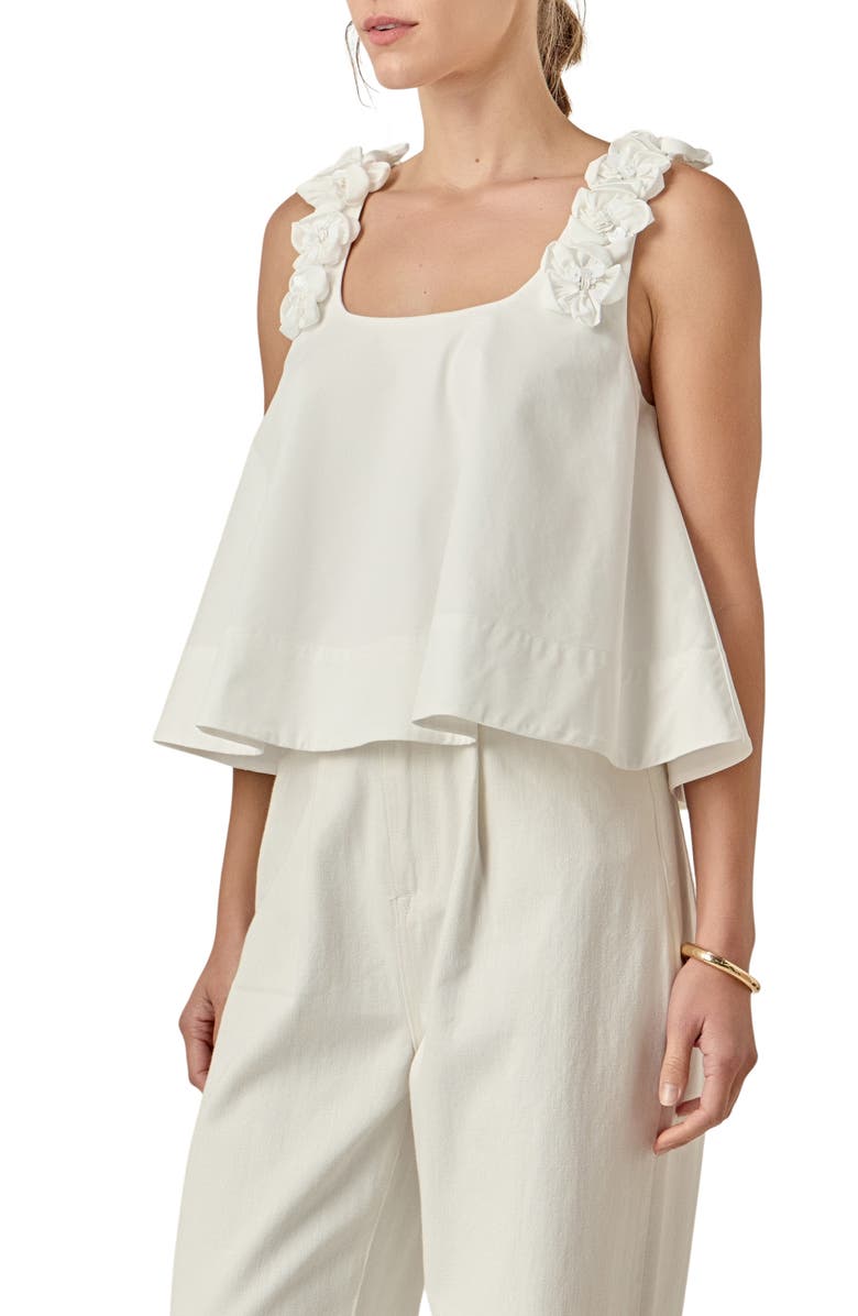English Factory 3D Flower Sleeveless Top, Alternate, color, White
