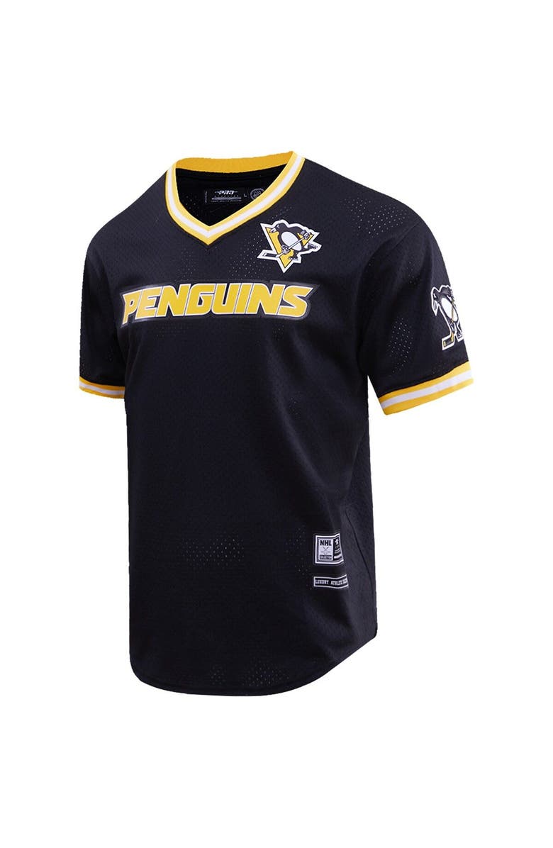PRO STANDARD Men's Pro Standard  Black Pittsburgh Penguins Classic Mesh V-Neck T-Shirt, Alternate, color, Black