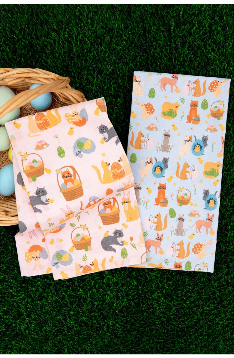 Cattington Cat Kitchen Towels, Alternate, color, Easter Kitties