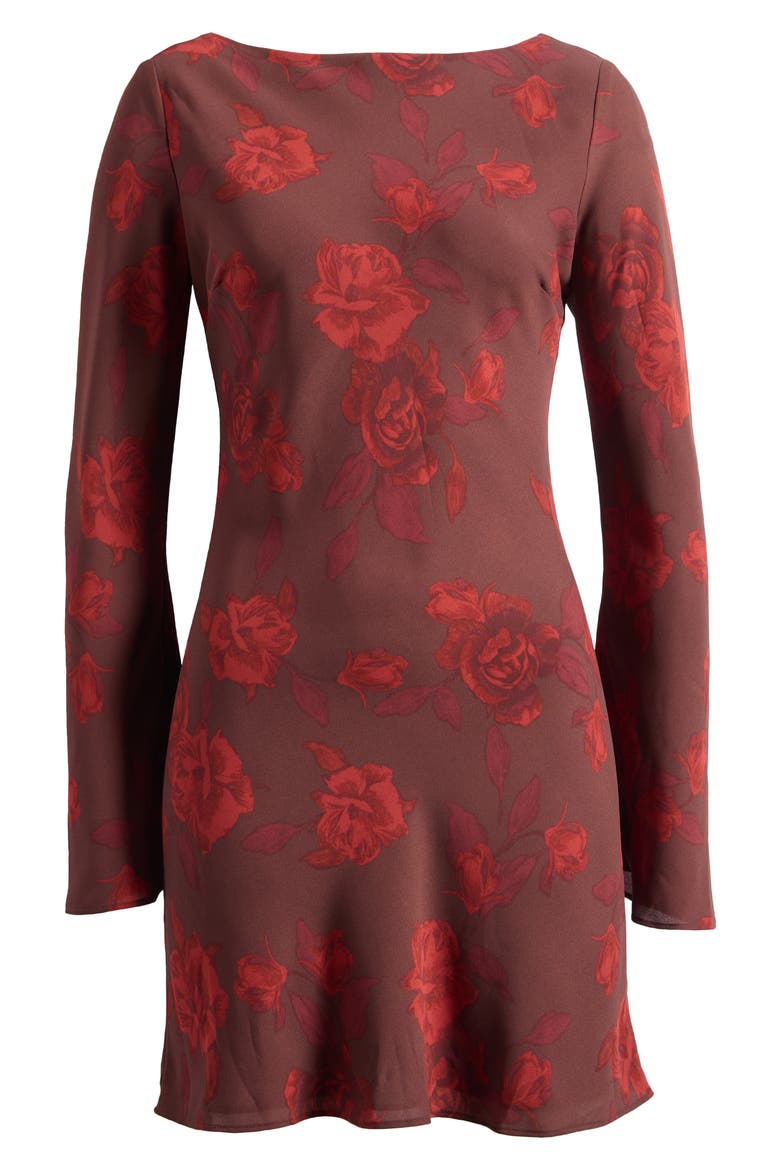 Bias Cut Minidress, Alternate, color, RED ROSED FLORAL