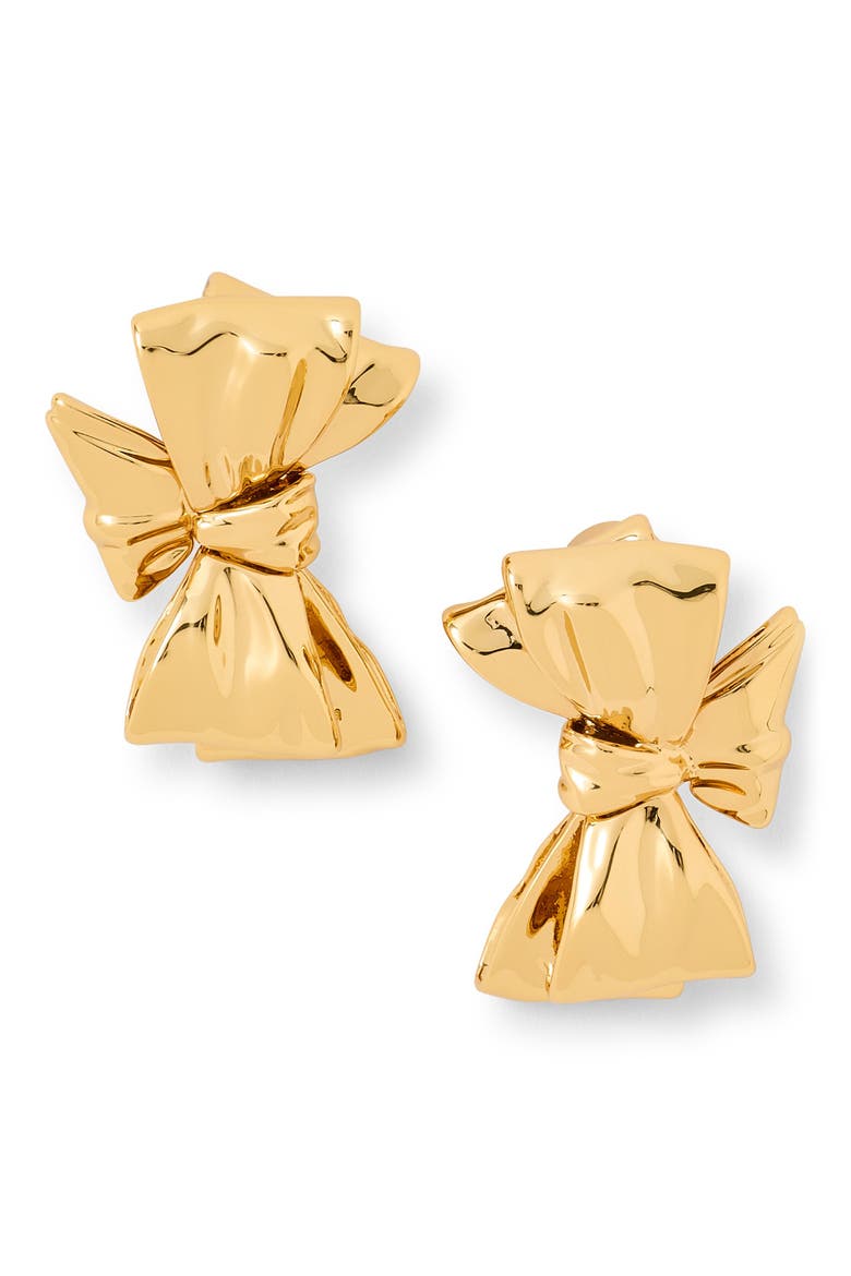Bow Clip-On Stud Earrings, Main, color, GOLD