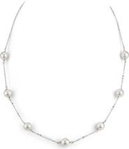 The Pearl Source 14K Gold Japanese Akoya Pearl Tincup Necklace