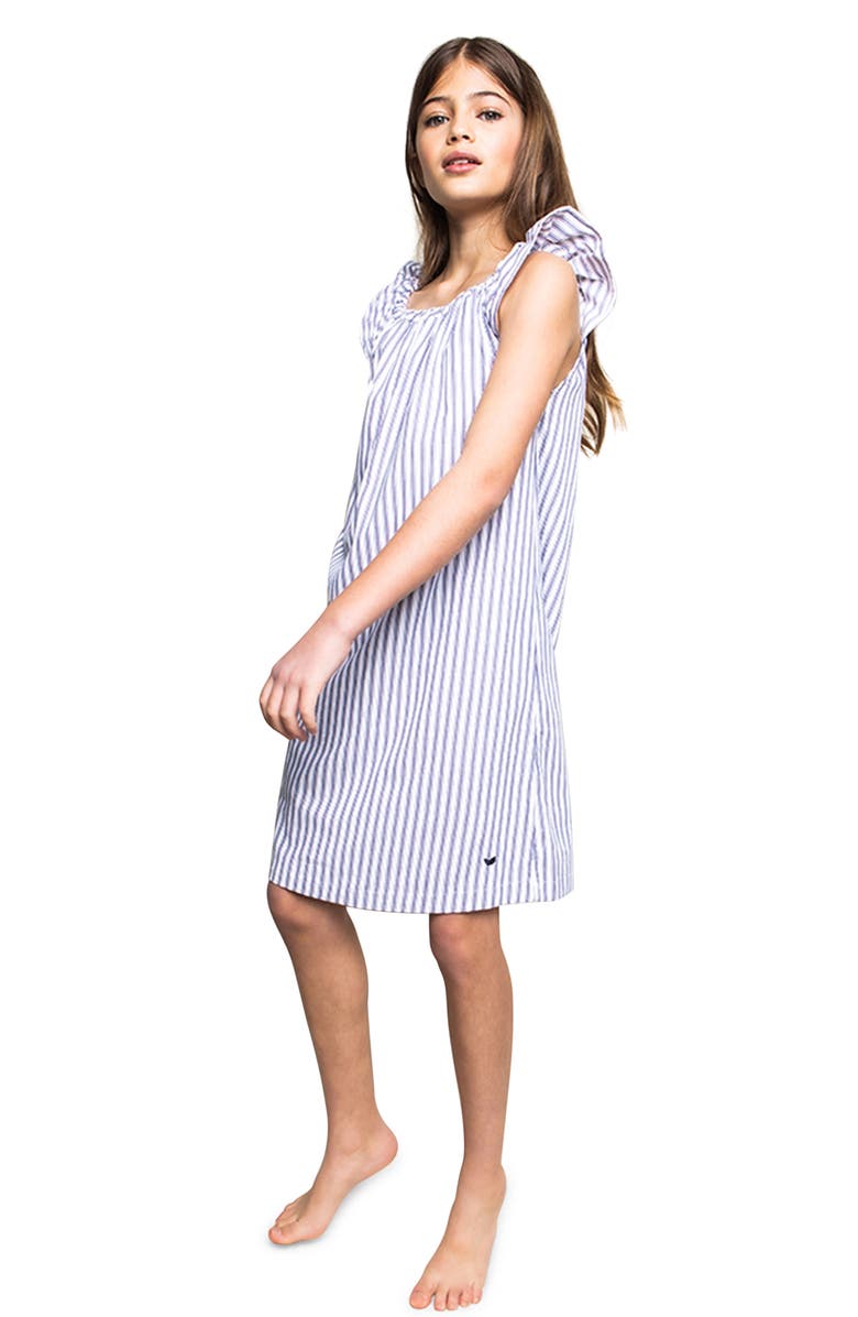 Petite Plume Isabelle Ticking Stripe Nightgown, Alternate, color, Navy Multi