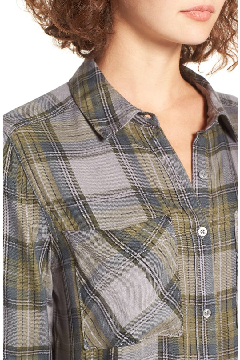 Plaid Tunic Shirt, Alternate, color, GREY CLOUDBURST CAMP PLAID