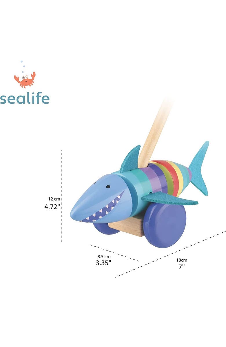 ORANGE TREE TOYS Push Along Shark Wooden Toy, Alternate, color, 