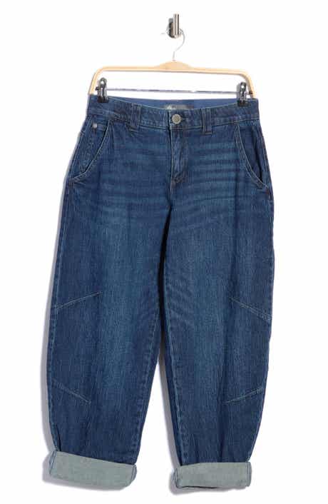 Roll Cuff Barrel Leg Jeans