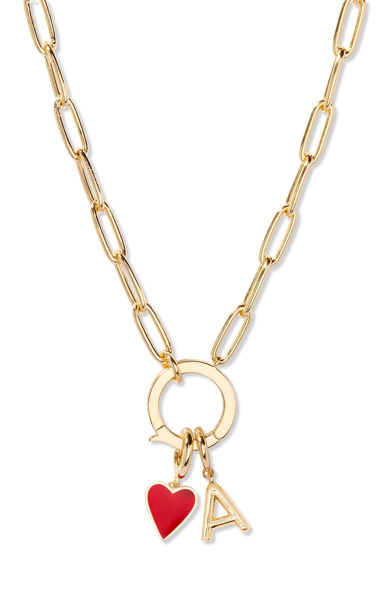 Brook and York Cameron Initial Heart Charm Necklace, Main, color, Gold A