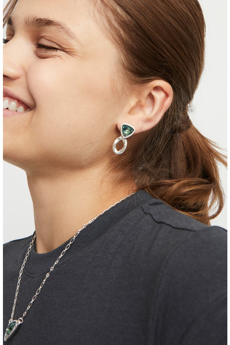 Green Cluster Studs, Alternate, color, Silver