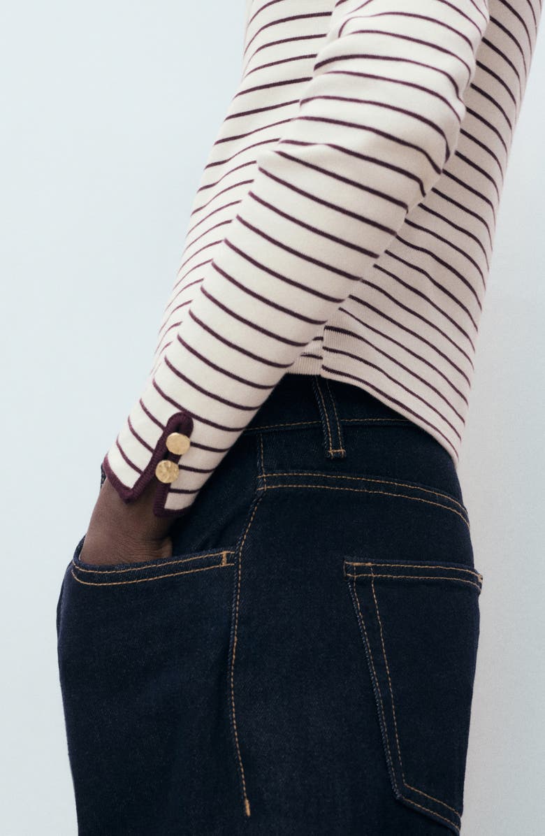 MANGO Porta Stripe Cotton Long Sleeve T-Shirt, Alternate, color, Burgundy