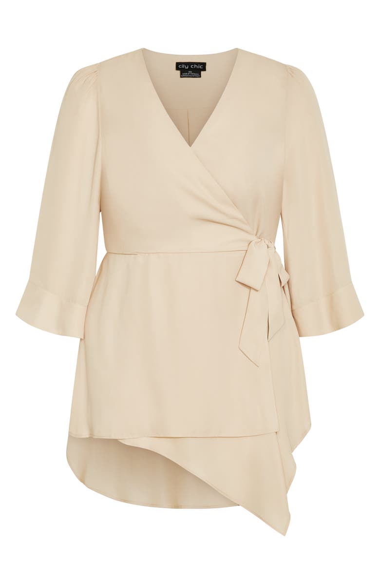 City Chic Shibara Vibes Asymmetric Faux Wrap Top, Alternate, color, 