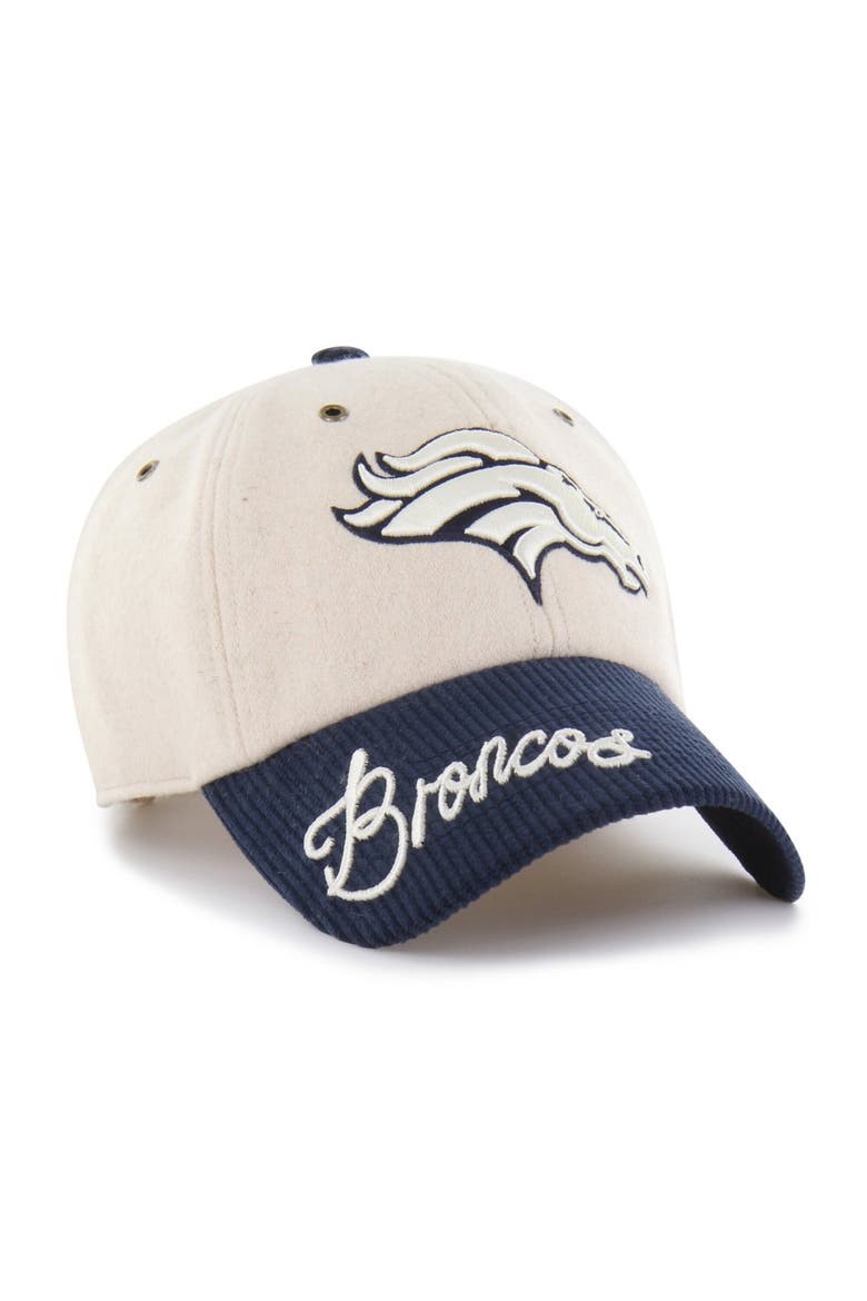 Women's '47 Natural/Navy Denver Broncos Rope Script Clean Up Adjustable Hat, Main, color, Natural