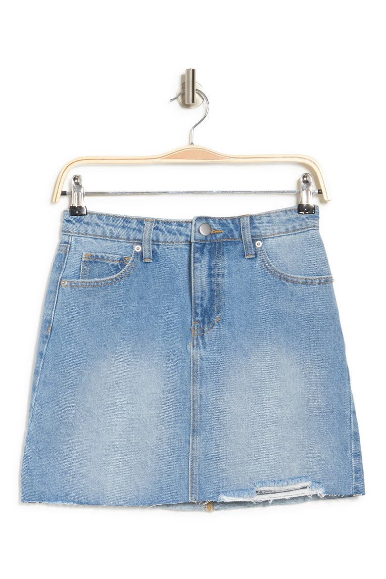 Denim Mini Skirt, Alternate, color, LIGHT WASH