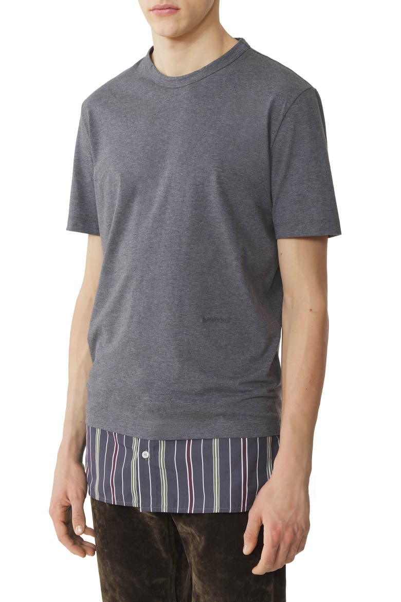 Layered T-Shirt In Cotton, Alternate, color, Charcoal