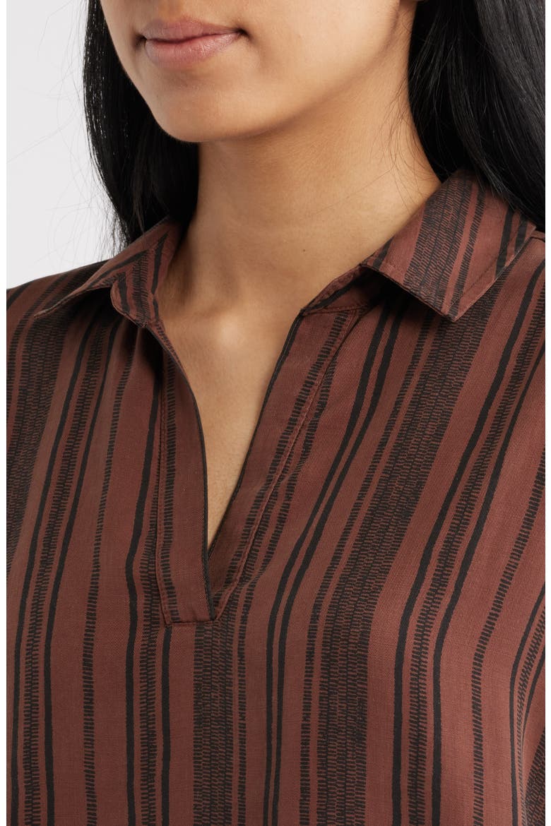 Collared Stripe Short Sleeve Shirt, Alternate, color, SUNSET TRUFFLE