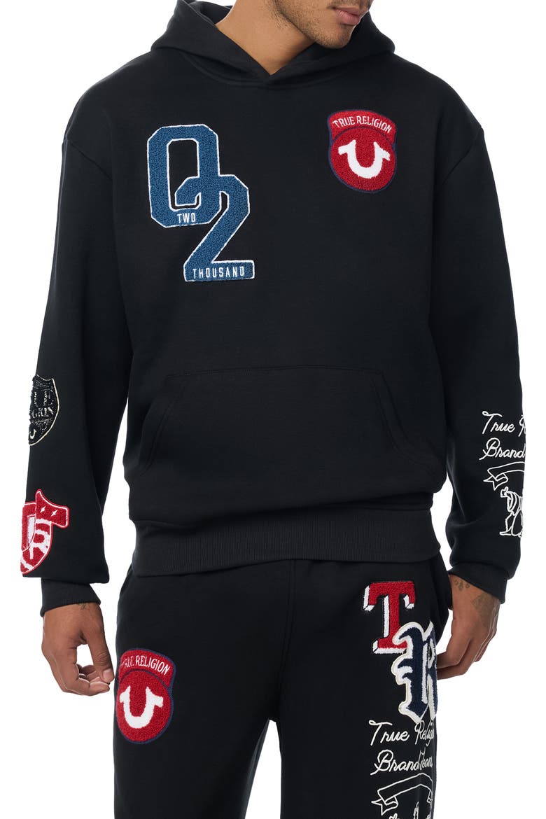 Logo Patch Hoodie, Main, color, JET BLACK
