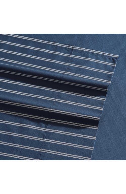 Nautica 200 Thread Count Richmond Stripe Cotton Percale Sheet Set In Captains Blue