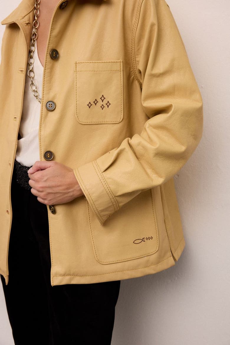 Atlantic Oversized Leather Jacket, Alternate, color, Buttercream