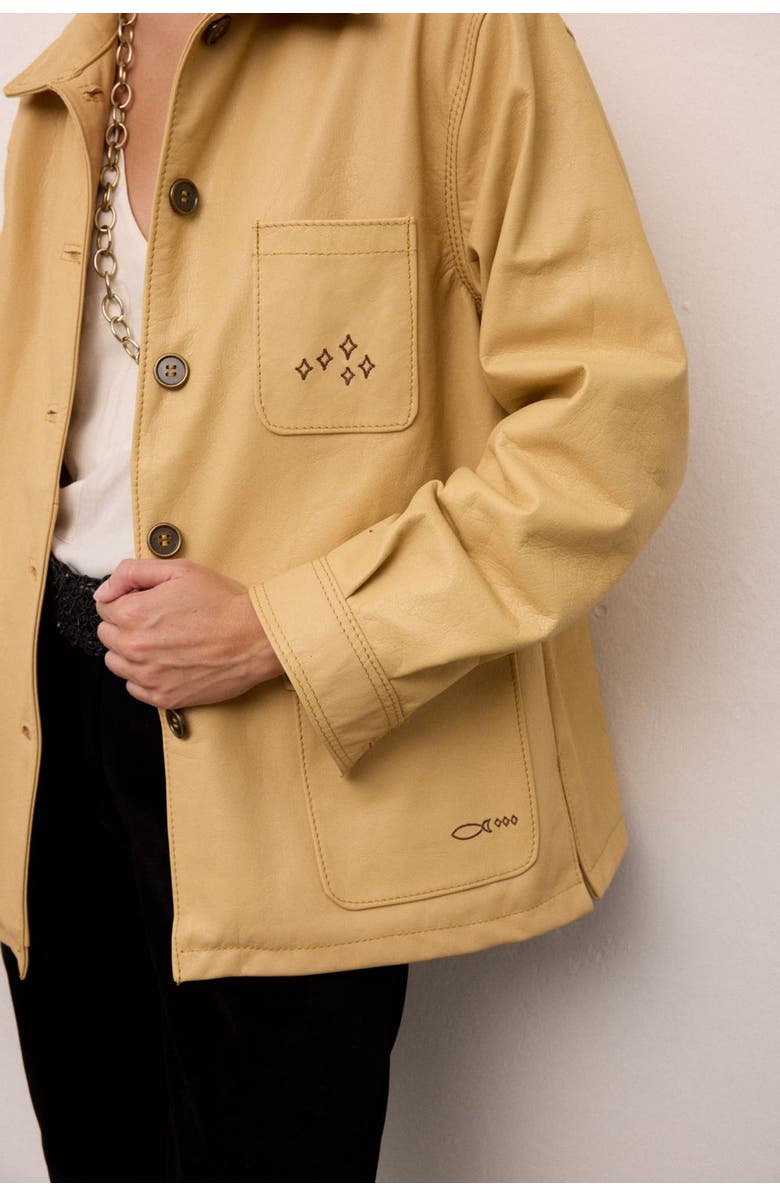 Babila - Slow Fashion Atlantic Oversized Leather Jacket, Alternate, color, Buttercream