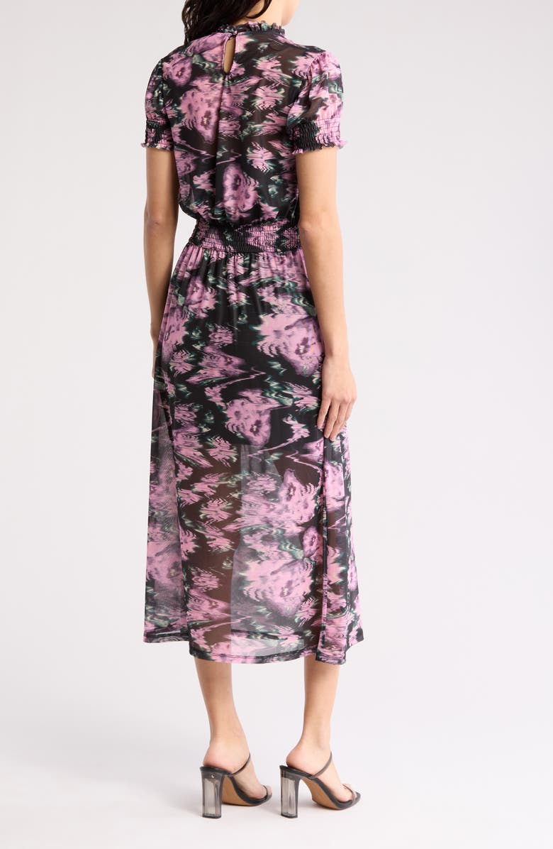 Steve Madden Mesh Short Sleeve Dress, Alternate, color, Blurred Rose