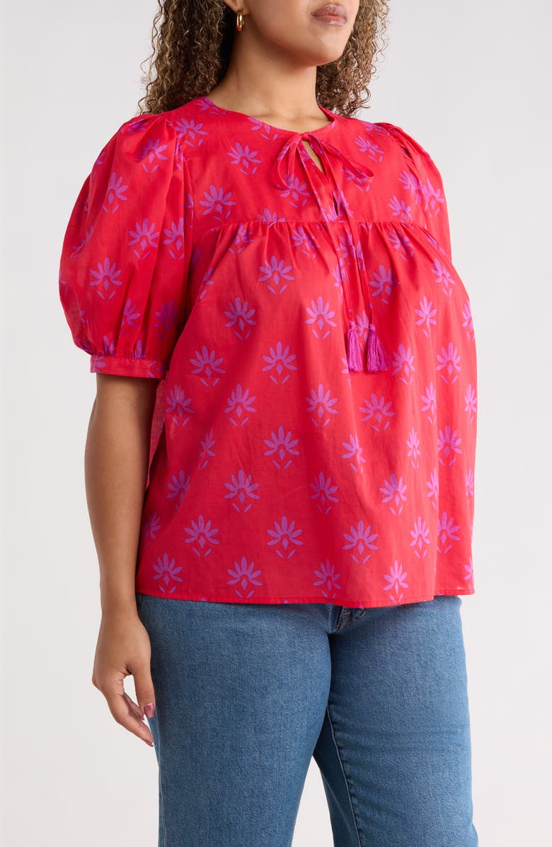 SUGARLIPS Delmas Floral Louisa Split Neck Top, Alternate, color, Berry-Purple