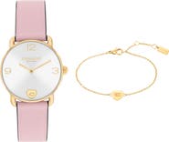 COACH Elliot Leather Strap Watch & Bracelet Set, 28mm