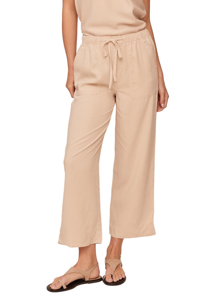 Easy Pocket Crop Wide Leg Pants, Main, color, LINEN SAND