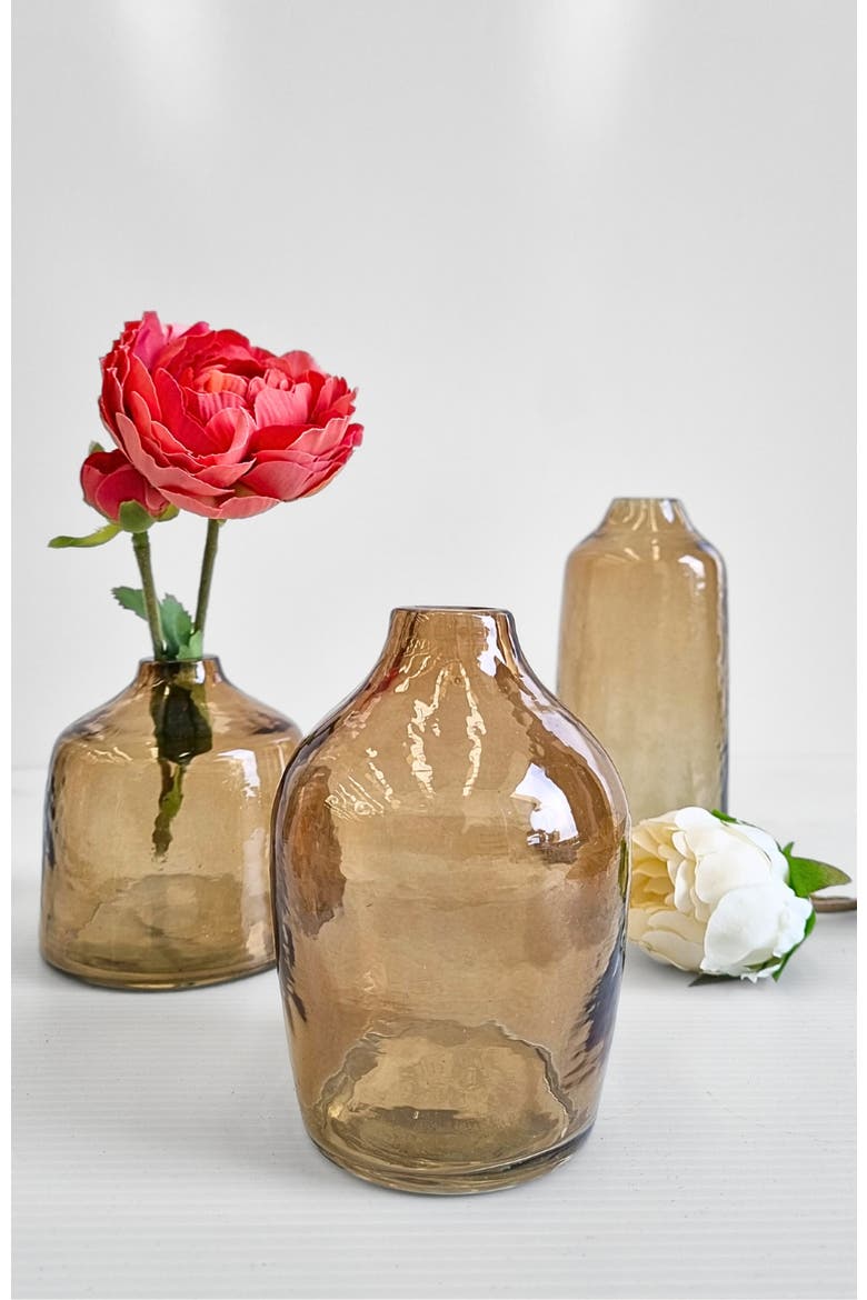 Hammered Glass Bud Vases - Set of 3, Alternate, color, Grey
