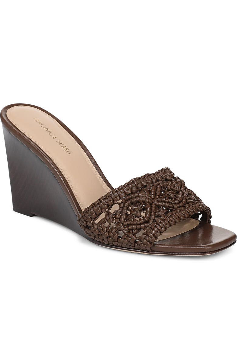 Veronica Beard Ellen Macramé Wedge Slide Sandal, Main, color, Walnut