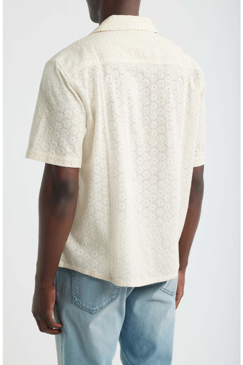 Floral Eyelet Regular Fit Button-Up Shirt, Alternate, color, NATURAL