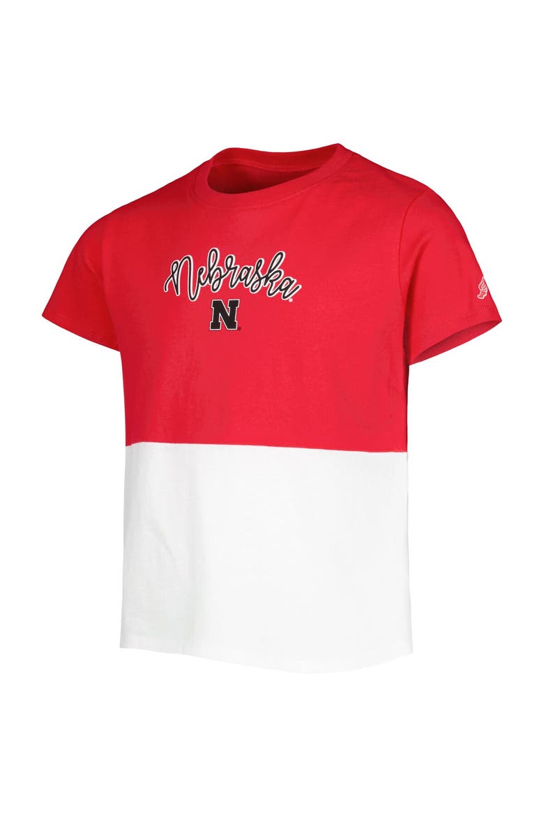 Girls Youth League Collegiate Wear Scarlet/White Nebraska Huskers Colorblocked T-Shirt, Alternate, color, Scarlet