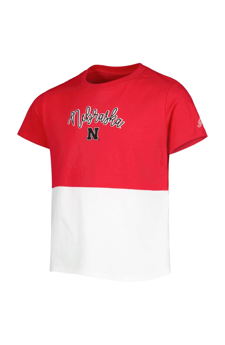 LEAGUE COLLEGIATE WEAR Girls Youth League Collegiate Wear Scarlet/White Nebraska Huskers Colorblocked T-Shirt, Alternate, color, Scarlet