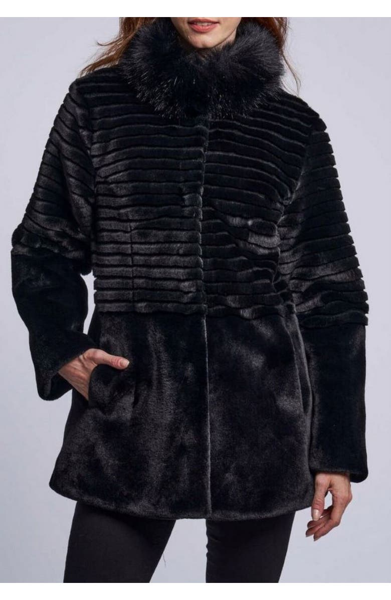 Blue Duck Faux Fur Jacket, Main, color, Black