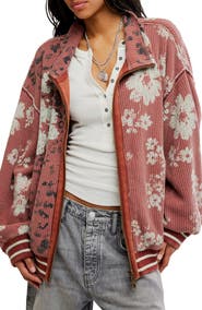 Free People Print Mix Waffle Knit Cardigan