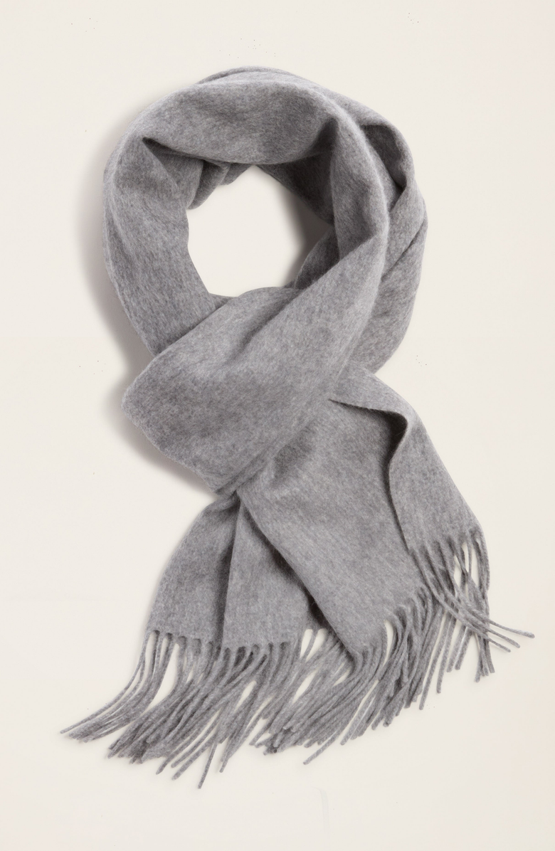 Italic Casey Cashmere Scarf, Alternate, color, Heather Grey