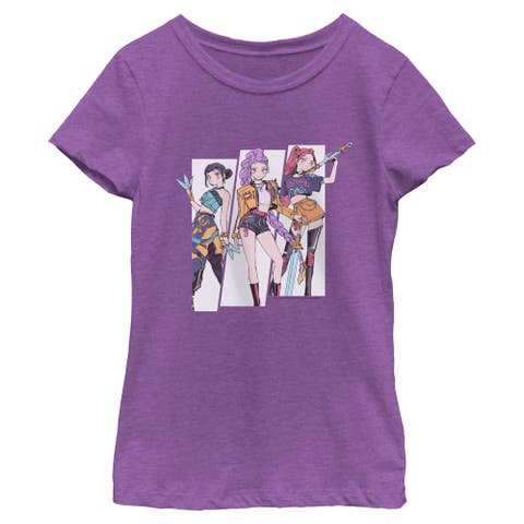 Girls' HUNTR/X Manhwa Comic Group Shot Short Sleeve Graphic T-Shirt