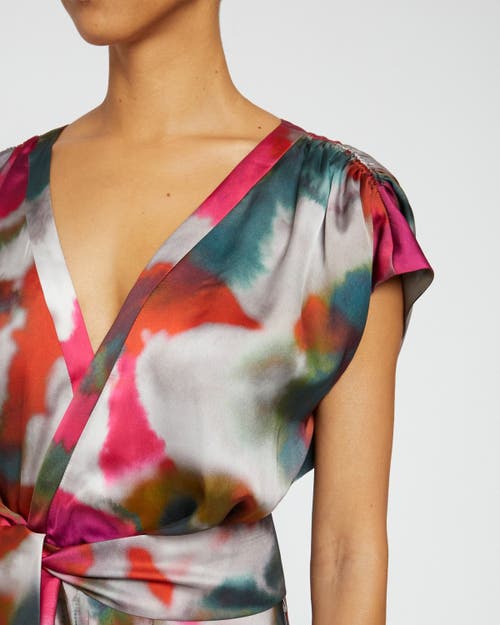Santorelli Talia Abstract-print Faux Wrap Midi Dress In Sedona Multi