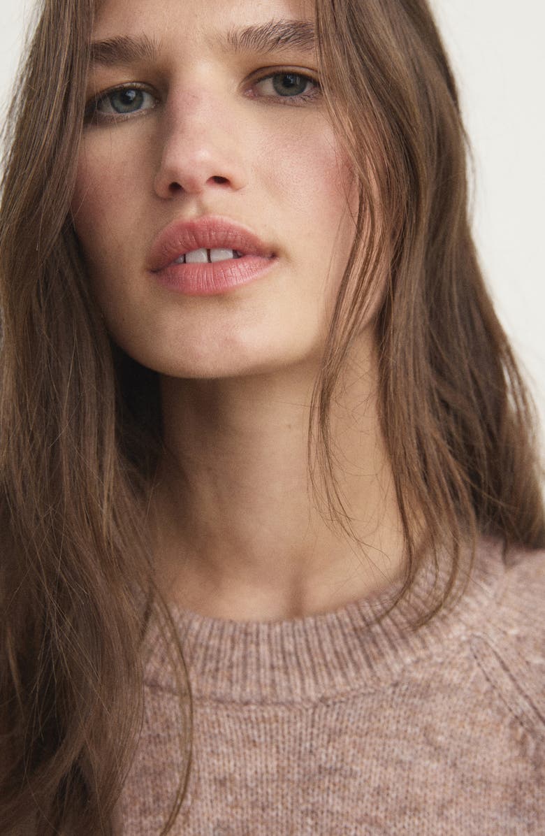 MANGO Crewneck Sweater, Alternate, color, Medium Pink